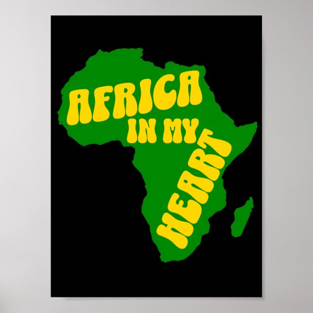 Poster L'Afrique Dans Mon Coeur Design Cool (Devant)
