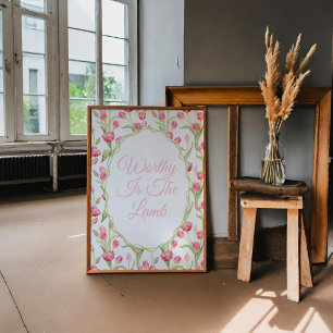 Poster L'agneau rose Tulipe Christian Mur Art