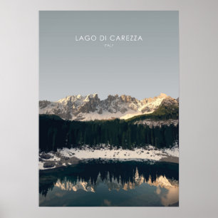 Poster Lago Di Carezza, Italie Illustration de voyage
