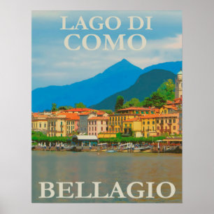 Poster Lago Di Como, Bellagio, Italie Vintage voyage