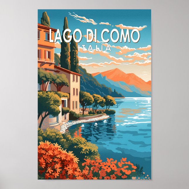 Poster Lago di Como Italia Travel Art Vintage (Devant)