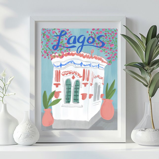 Poster Lagos Portugal Quiosque Algarve mignonne artisanat (Lagos Portugal Quiosque Algarve Cute Handmade Art Poster Wall Art)