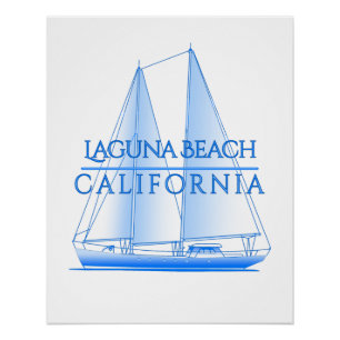 Poster Laguna Beach Côté Nautique Voilier