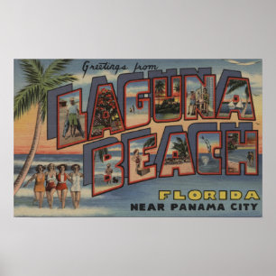 Poster Laguna Beach, Floride - Scènes aux grandes lettres