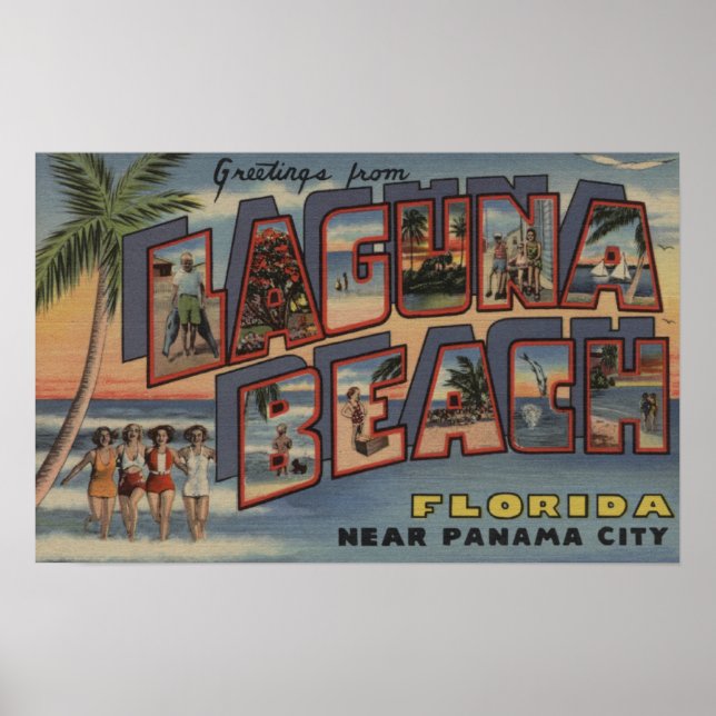 Poster Laguna Beach, Floride - Scènes aux grandes lettres (Devant)