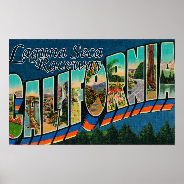 Poster Laguna Seca Raceway, CA - Scènes de grandes lettre (Devant)