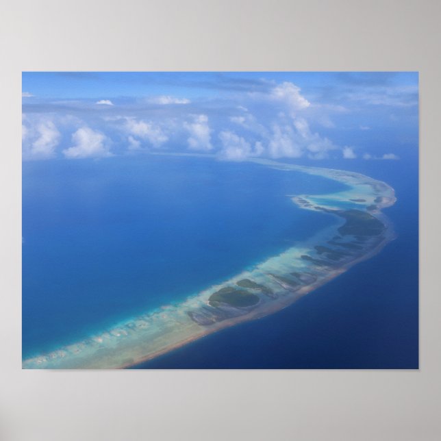 Poster Lagune bleue de Rangiroa depuis l'avion (Devant)