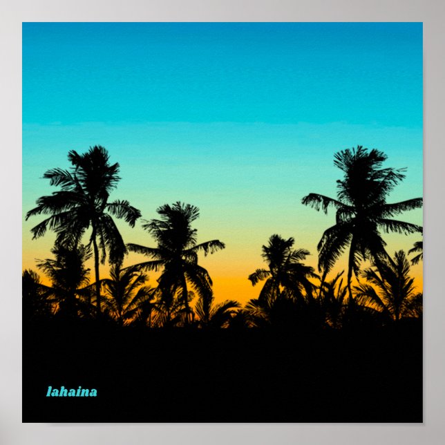 Poster Lahaina Maui Hawaii Souvenir Cool du coucher de so (Devant)