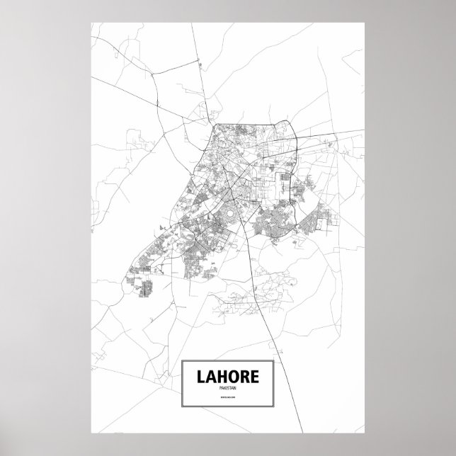 Poster Lahore, Pakistan (noir sur blanc) (Devant)