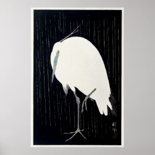 Poster L'aigrette dans la pluie par Ohara Koson