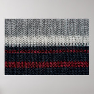 Poster Laine de tricot noire et grise avec soie rouge et 