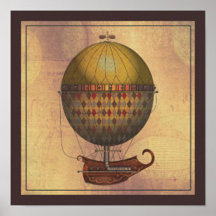 Poster L'Airship Nautisme Steampunk Volant Machine