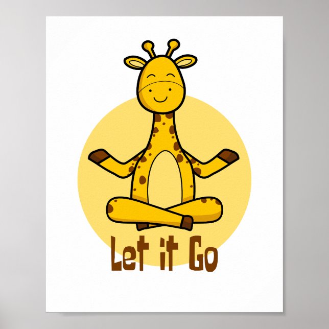 Poster Laisse aller la girafe Kawaii pratiquer le yoga ja (Devant)