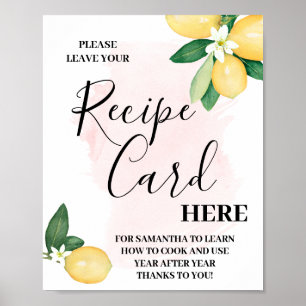 Poster Laisser des citrons roses Recette Carte ici Douche