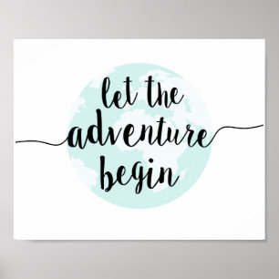 Poster Laisser l'aventure commencer Big World Citation Ar