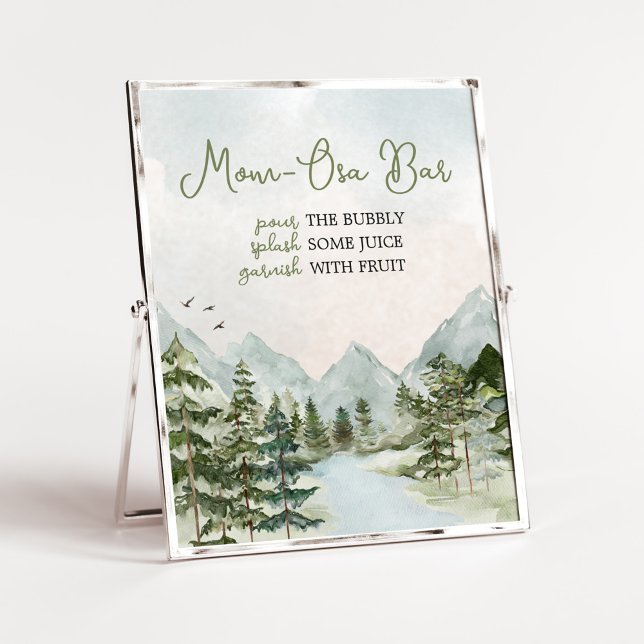 Poster Laisser l'aventure commencer Woodland Mom Osa Bar (Forest Baby Shower Mom Osa Bar Sign)