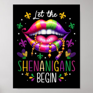 Poster Laisser Les Shenanigans Commencer Mardi Gras Lèvre