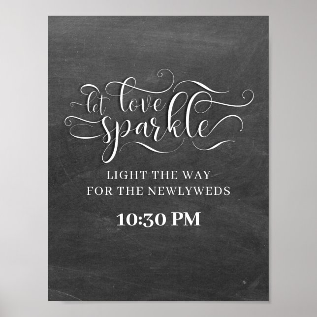 Poster Laisser Love Sparkle Chalkboard Mariage Signer (Devant)