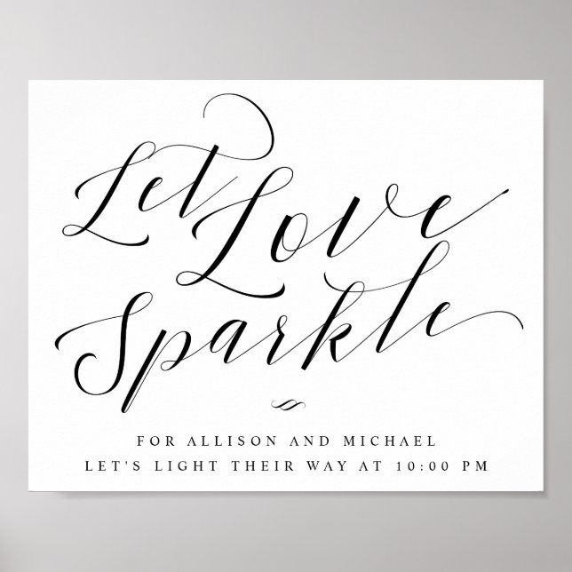 Poster Laisser Love Sparkle Élégant Mariage Calligraphie  (Devant)