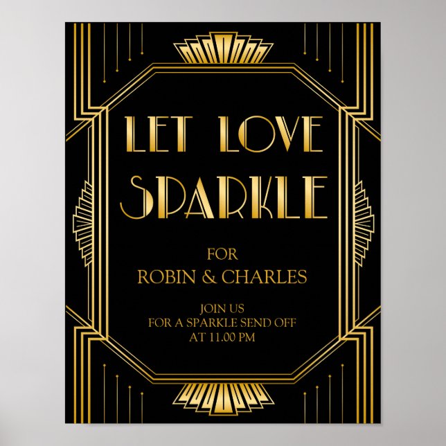 Poster Laisser Love Sparkle Mariage Signer | Gatsby Art D (Devant)