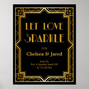Poster Laisser Love Sparkle Mariage Signer   Gatsby Art D