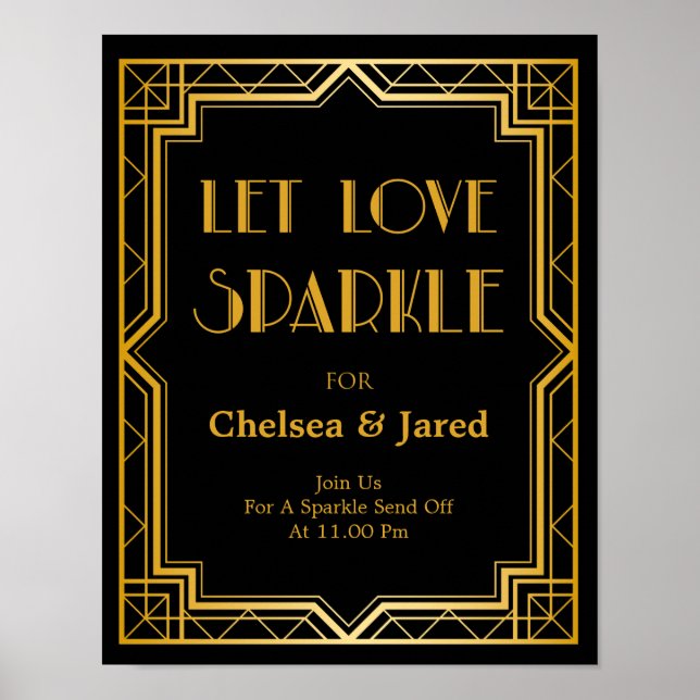Poster Laisser Love Sparkle Mariage Signer | Gatsby Art D (Devant)