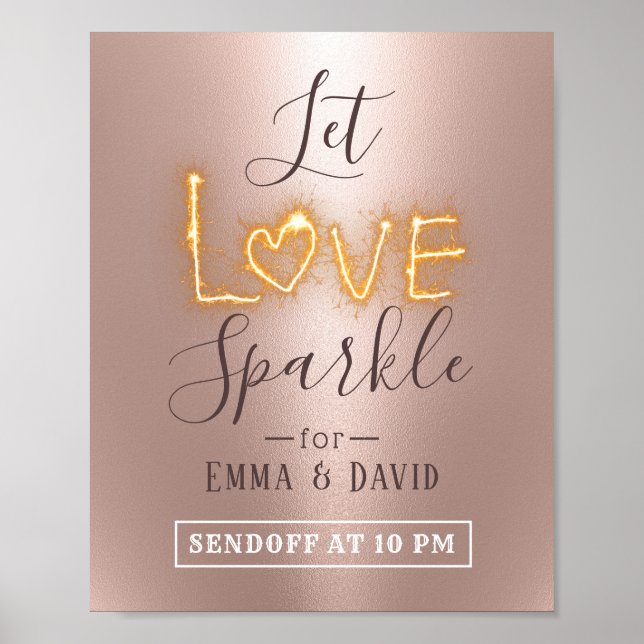Poster Laisser Love Sparkle Rose Gold Envoyer Off Mariage (Devant)