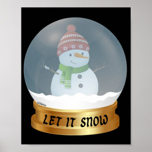 Poster LAISSER NEIGE drôle bonhomme de neige dans le glob