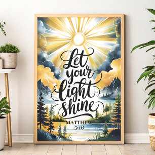 Poster Laisser Votre Lumière Briller Christian Wall Art I