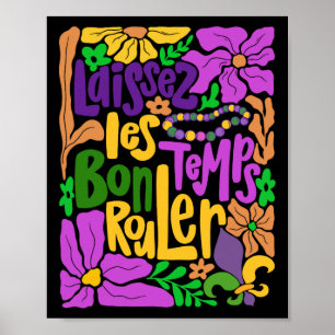 Poster Laissez Les Bon Temps Rouler Mardi Gras Beads Boho