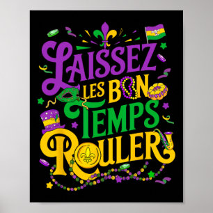 Poster Laissez Les Bon Temps Rouler Mardi Gras Beads Fleu