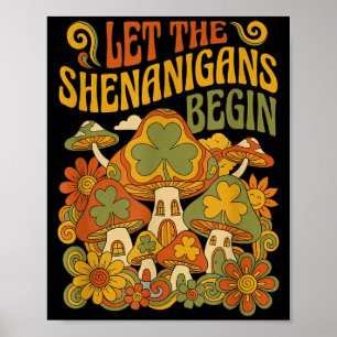 Poster Laissez les frénésies commencer champignon rétro s