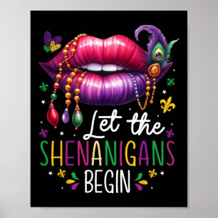 Poster Laissez les frénésies commencer Mardi Gras Lèvres