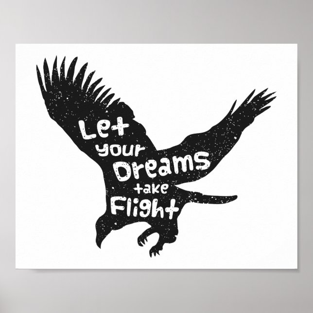 Poster Laissez vos rêves prendre vol Eagle Black Grunge (Devant)