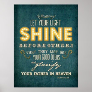 Poster Laissez votre lumière briller vers la bible Matthi
