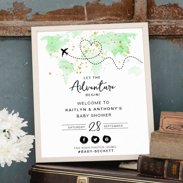 Poster "Laissons Commencer L'Aventure !" Baby shower Cart (Créateur téléchargé)