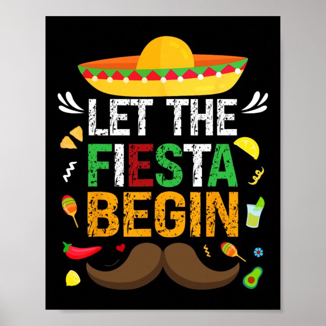 Poster Laissons la Fiesta commencer la fête mexicaine drô (Devant)