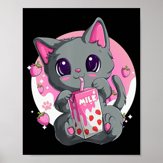 Poster Lait De Fraise Pour Femmes Filles Kawaii Anime Cha (Devant)