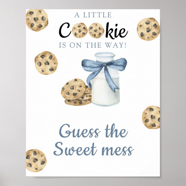 Poster Lait et biscuits Baby shower Devinez le désordre d (Devant)