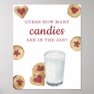 Poster Lait et biscuits - Devinez combien de bonbons