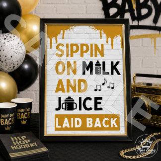 Poster Lait et Jus Anniversaire Hip Hop 90s | Baby Shower