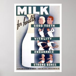 Poster Lait pour la santé 1940 WPA