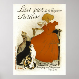 Poster Lait Pur Stérilize Chats Français Vintage Publicit