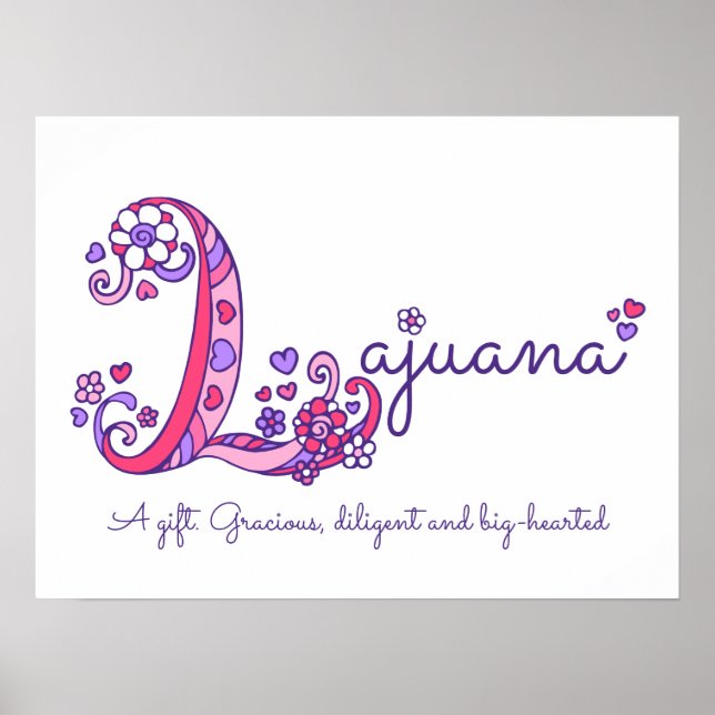 Poster Lajuana initiale L doodé nom d'art du coeur signif (Devant)