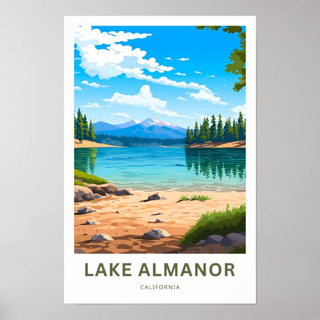 Poster Lake Almanor California Travel Imprimer (Devant)