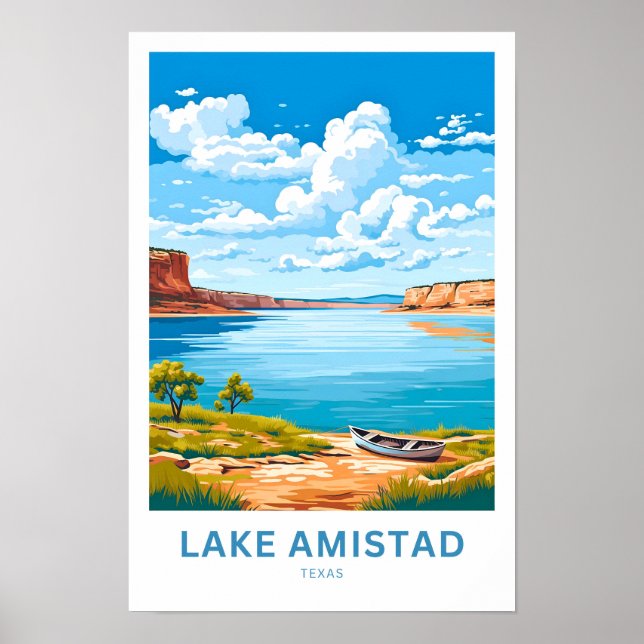 Poster Lake Amistad Texas Travel Imprimer (Devant)
