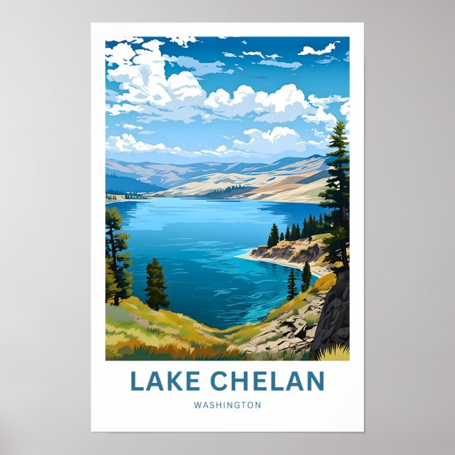 Poster Lake Chelan Washington Imprimer (Devant)