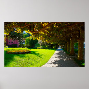 Poster Lake Como Bellagio Walkway Autumn in Italy