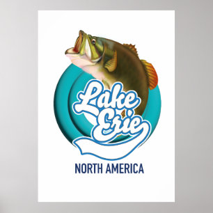 Poster Lake Erie North America fishing logo