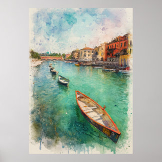 Poster Lake Garda (Lago di Garda) - Watercolor Splash